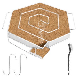 Hexagon Cold Smoke Generator for Smoker Oven, Premium Stainless Steel Smoker Snail Cold Smoking with 2 Hooks and 2 Brushes, Cold Smoker Suitable for All Grill Smoking Devices (Reusable, 21 x 18 x 4