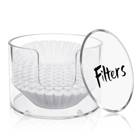 Acrylic Coffee Filter Holder with Lid, Reusable Coffee Filter Storage Container Dispenser for Counter Kitchen Office Coffee Bar, Clear