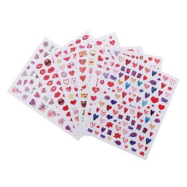 Beavorty 6sheets Valentine's Day Nail Art Stickers Heart Design Decals for Women Easy to Apply Nail Decoration Festive Unique for Manicure