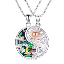 JBAERD Yinyang Couple Necklace Sterling Silver Matching Yinyang Pendant Necklace Yin Yang Jewelry Gifts for Women