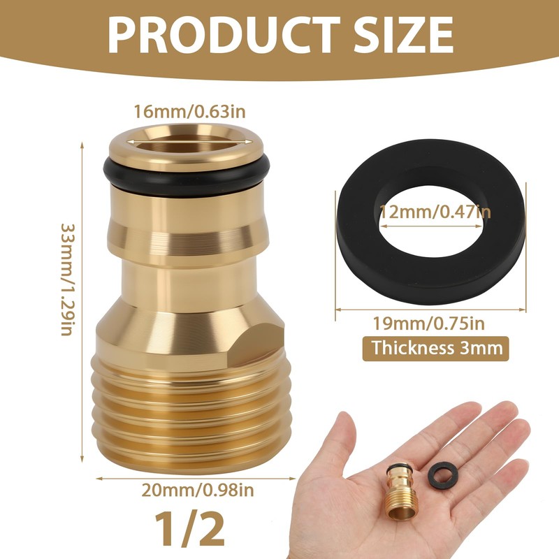 High-quality tap hose adapter, 3/4 inch male thread, brass plug-in