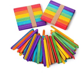 CENPEK 200 Pieces Colored Popsicle Sticks 4.5 Inch Coloured Craft Sticks, Colorful Popsicle Sticks, Rainbow Sticks, Wooden Sticks for Crafts