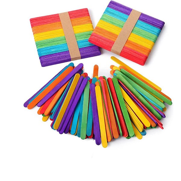 CENPEK 200 Pieces Colored Popsicle Sticks 4.5 Inch Coloured Craft