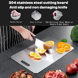 Ziranee Titan Schneidebrett,304 Schneidebrett Edelstahl, Schneidebrett Titan, Titanium Cutting Board, Gewährleisten Ursprünglichen Geschmack der Zutaten, Leicht zu Reinigen