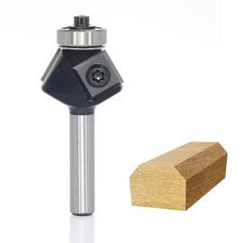 Sinoprotools Reversible Plate Chamfer Milling Cutter with 4-Sided Interchangeable Carbide (HW), Shaft 8 mm, Diameter 27 mm, Usable Length 12 mm, Angle 30°, with Ball Bearing.