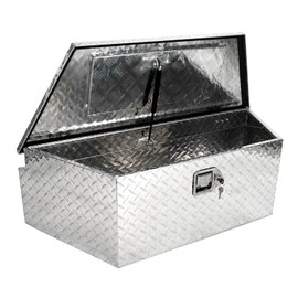 EASYBERG 39 Inch Trailer Tongue Tool Box, Heavy Duty Silver Diamond Plate Aluminum Trailer Tool Box with Lock and Keys, 39" x 16.5" x 12" Trailer Storage Box
