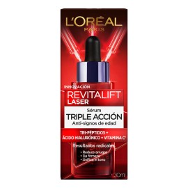 LOreal Paris Revitalift Laser Srum Rostro Triple Accin Anti-Edad, Corrige Arrugas, Firmeza y Luminosidad, Con Tecnologa Tri-Pptidos  cido Hialurnico  
