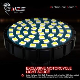 MZS 1157 Turn Signal LED Bulb Running Light Kit, Upgraded LED Beads 2" Bullet Style w/Dual Color Front or Rear Compatible For Most Family Motorcycles (48White + 48Amber) - Pack of 2