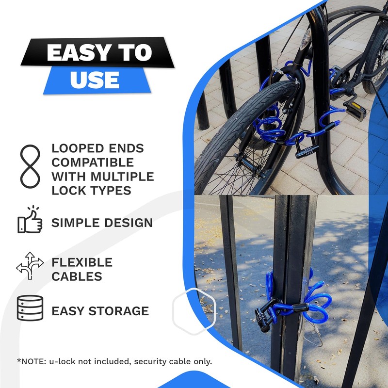 DocksLocks Anti-Theft Weatherproof Coiled Security Cable with Reinforced Looped Ends