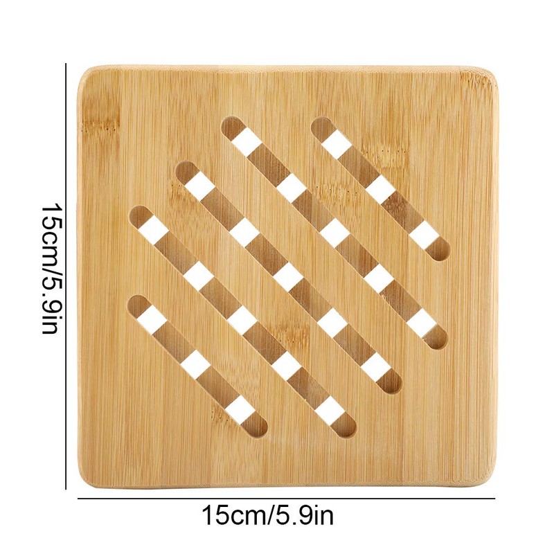 Bamboo Trivet Mat, Wood Hot Pads Square Heat Resistant Trivet