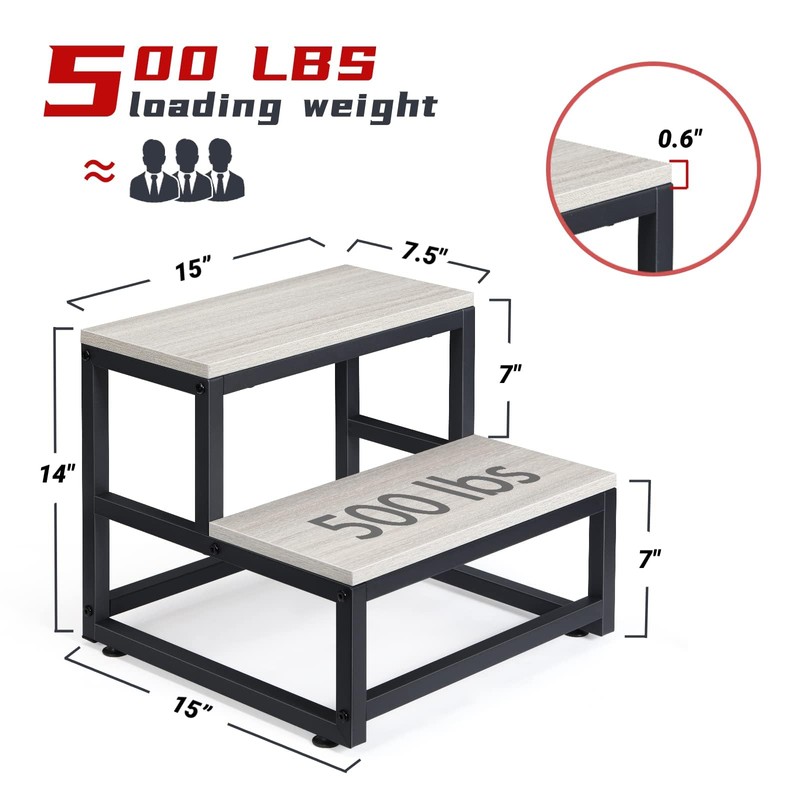 LIANTRAL 2 Step Stool for Adults Kids, Heavy Duty Wooden