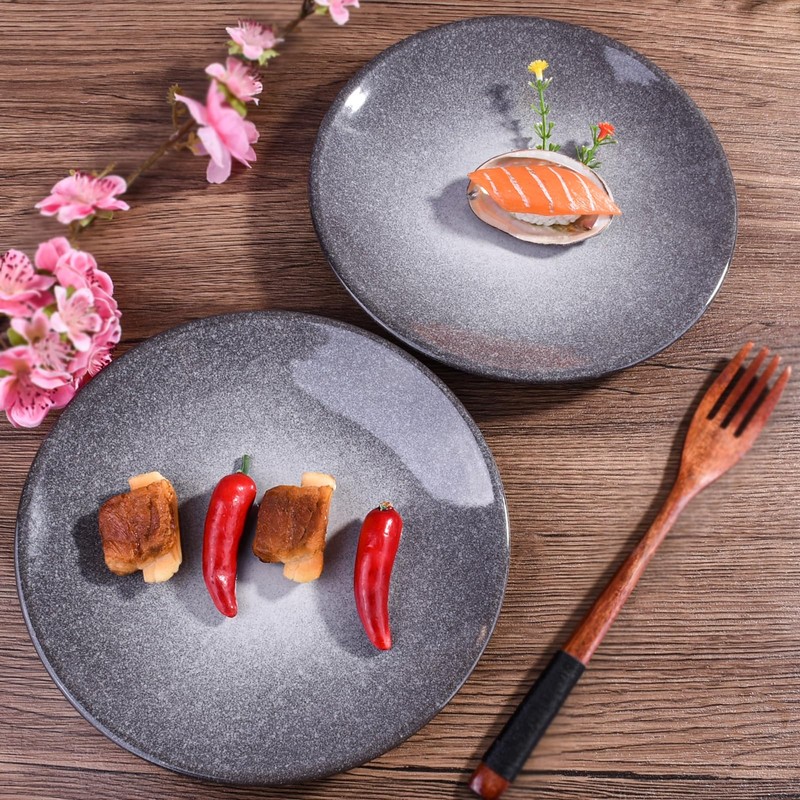 4-Piece Ceramic Dinner Plate Set, 7.5" Minimalist Porcelain Salad Plates