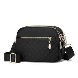 Nylon Crossbody Bolsas para Mujeres Bolsos y Bolsos Bolsos Mensajero Casual Mujeres Bolso Crossbody Negro (Negro+Patrón de diamantes)