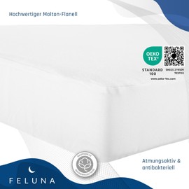Feluna® Waterproof Molleton Mattress Topper Waterproof Bed Insert Mattress Protector Flannel 100 x 200 cm
