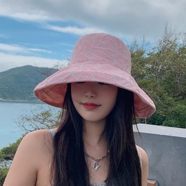 Kisyard Reversible Bucket Hat for Women Summer UV Sun Protection Wide Brim Fishing Hat Foldable Travel Beach