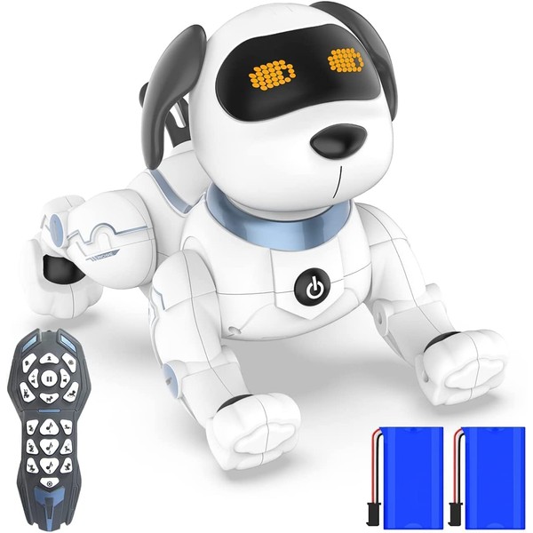 okk Remote Control Robot Dog Toy, RC Stunt Dog Robot Toy for Kids, Interactive & Smart Dancing Robot Toy Electronic Pet Toy, LED Eyes, for Christmas Birthday