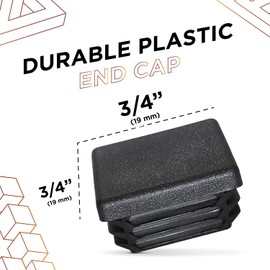 Prescott Plastics 3/4" - 0.75" Square Plastic Hole Plugs, Inserts, Black End Caps for Metal Tubing, Fences, Glide Protection from Chair Legs and Furniture (10 Pack)