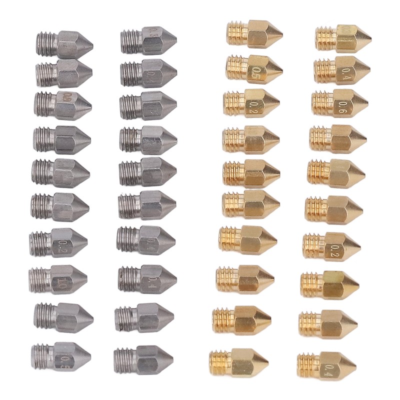 52Pcs 3D Printer Nozzle Stainless Steel Brass with Cleaning Tool