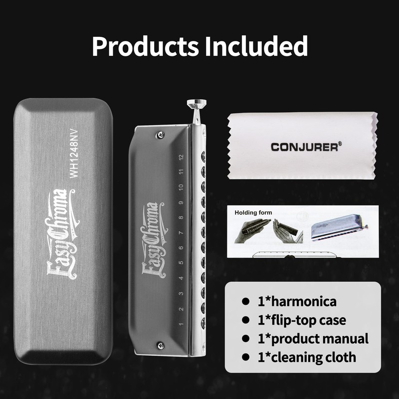 Conjurer Chromatic Harmonica EasyChroma 12 Hole Advanced C Key Mouth