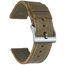 hemsut h Soft Leather Watch Bands for Men, Horween Quick Release Leather Watch Strap Vintage Watch Replacement Wrap of 20mm