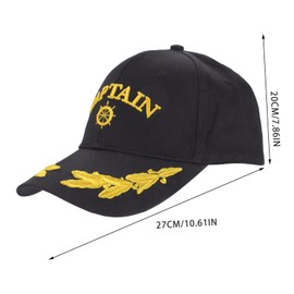 KOMBIUDA Captain Hat Mens Outdoor Sun Hat Cotton Baseball Cap Bride Baseball Cap Bride Captain Hat Ship Captain Hat Nautical Cap Baseball Hats for Men Baseball Sun Hat Cotton Baseball Hat Black, Black, 27x20cm