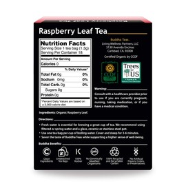 Organic Raspberry Leaf Tea - Kosher, Caffeine-Free, GMO-Free - 18 Bleach-Free Tea Bags