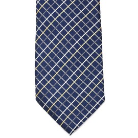 MICHIKO LONDON Brand Necktie, Made in Japan, Nishijin Textile, 100% Silk, Jacquard Weave, Checkered (C Pattern: Navy), C Pattern: Navy