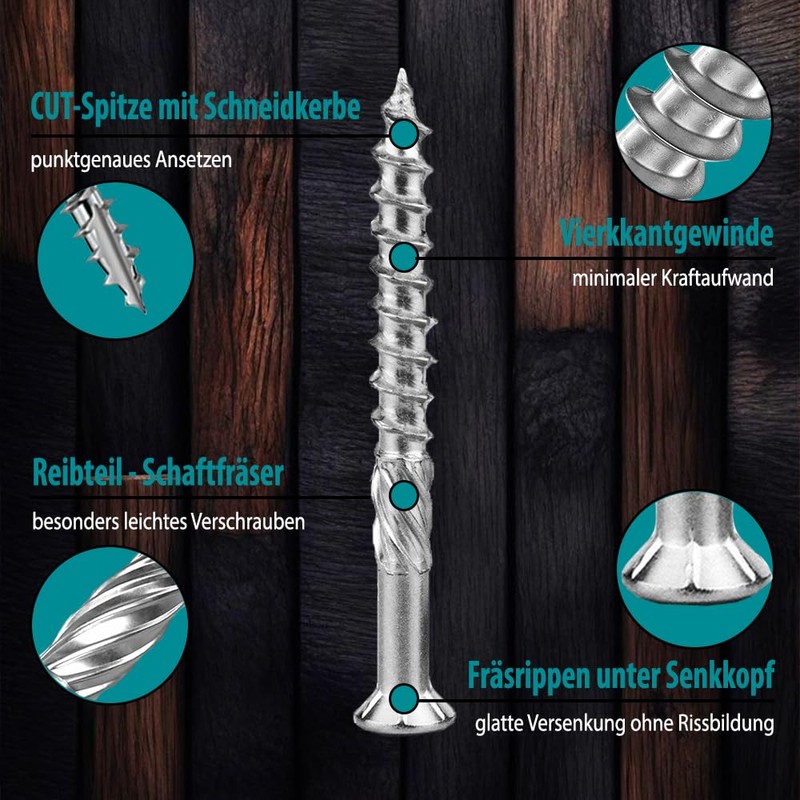 VOOXA Premium | Pack of 100 Patio Screws 5 x