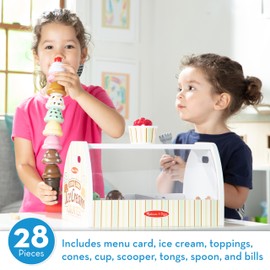 Melissa & Doug Wooden Scoop and Serve Ice Cream Counter With Play Food and Accessories (28 Pcs) Pretend Food, Ice Cream Toys, For Kids Ages 3+