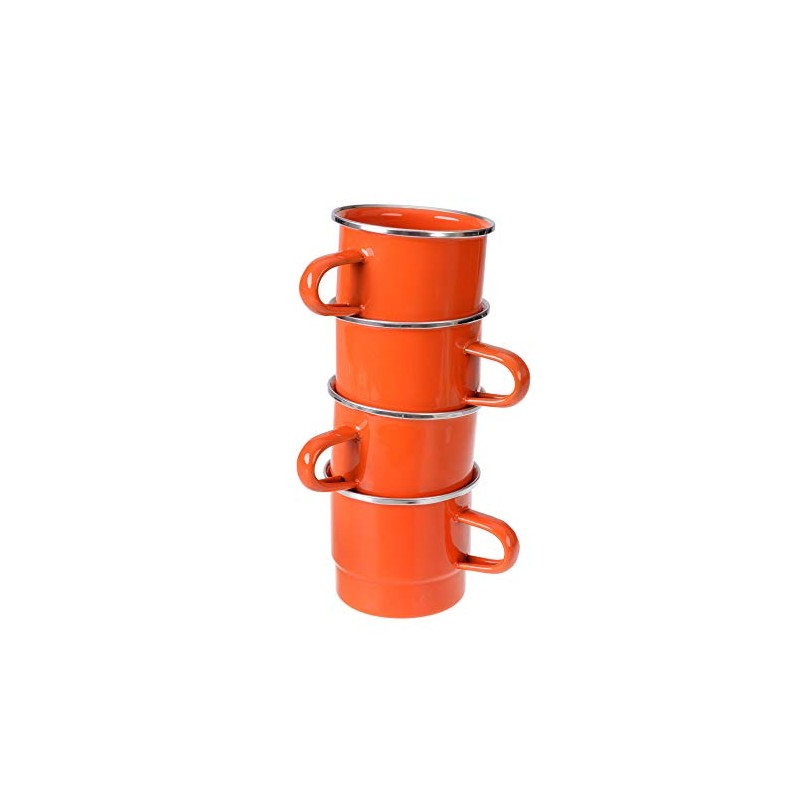 GRÄWE Stacking Cup Enamelled 8 cm Red/Orange, 300 ml Capacity