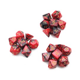 DollaTek Polyhedral Dice Set Table Games Dice 3 Sets Dice 3 x 7 (21 Pieces) Dice Series D20 D12 D10 D8 D6 D4 DND Dice DND RPG MTG Double Colour One Piece (Black and Red)