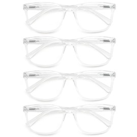 OLOMEE Large Reading Glasses Mens Oversized Wide Readers 1.25 Lightweight Clear Magnifying Cheaters for Men W/Big Head 4 Pack