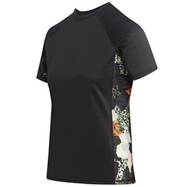 Kanu Surf Women's Marina UPF 50+ Short Sleeved Active Rashguard & Workout Top, Miranda Black, Small
