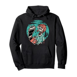 Chainsaw Skeleton Skull Graphic Tee Pullover Hoodie