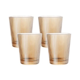 Sizikato Set of 4 Classic Vertical Stripes Clear Tumbler, 8-Ounce Drinking Glasses for Water, Beverages, Juice