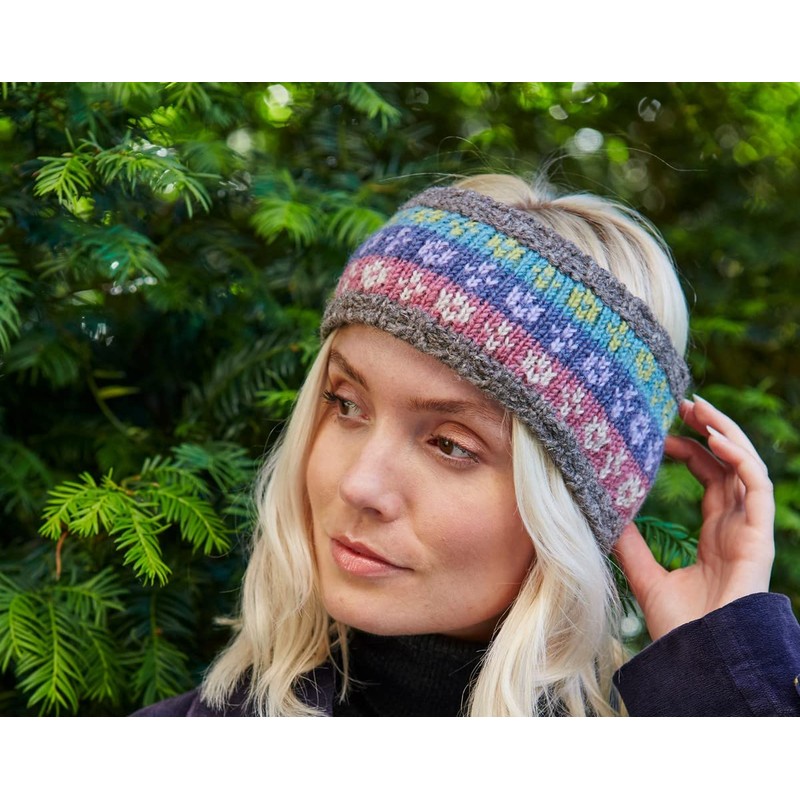Pachamama Women Wool Ear Warmer Headband Fleece Lined Handknitted Pastel