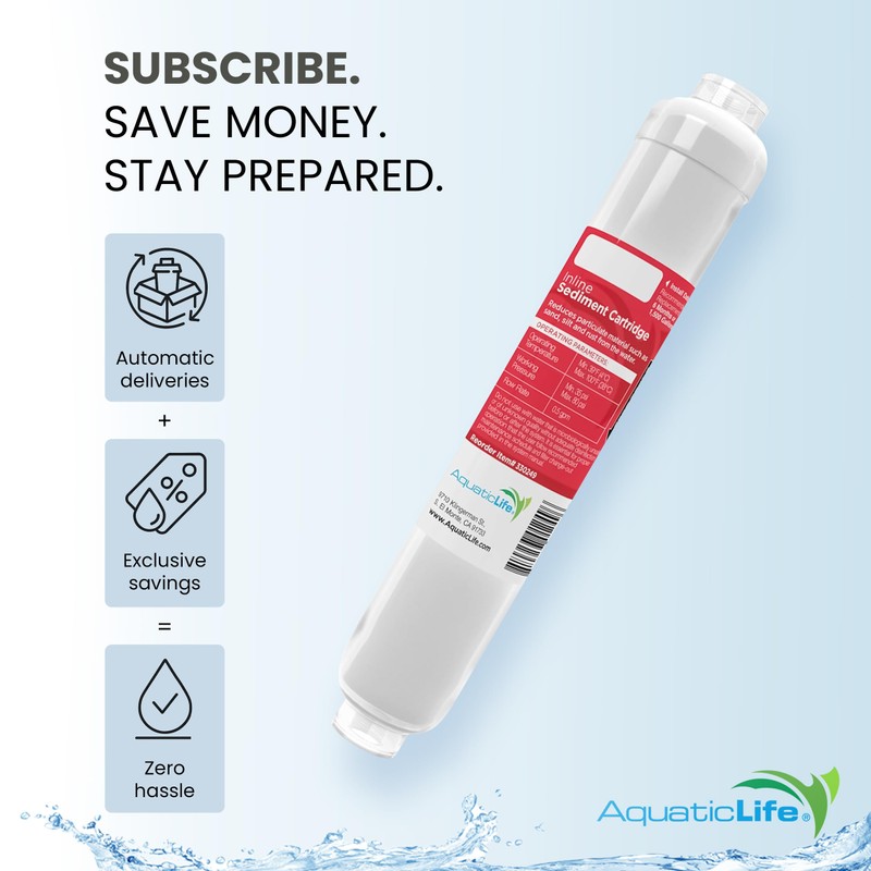 AquaticLife RO Buddie Inline Sediment Filter Cartridge, 5-Micron Reverse Osmosis