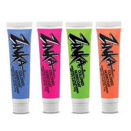 Zinka Colored Sunblock Zinc Waterproof Nosecoat 4 Pack Bundle .6oz Tube - Blue Pink Green Orange                                                      