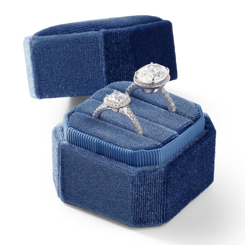 Papten 3 Slots Ring Box Velvet Ring Gift Box Wedding