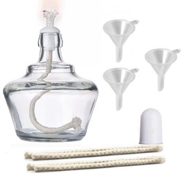Empty Alcohol Lamp Bottle Glass Alcohol Burner Lamp Dental Lab or School Chemistry lab Equipment Heating Come with 5 Replacement Wicks and 3 Funnel -150ml