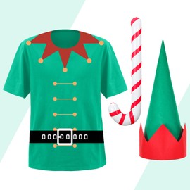 Croloose 12 ft Giant Sized Christmas Skeleton Costume Set Extra Large Shirt and Hat Inflatable Candy Cane for Garden Lawn Outdoor Decor (Skeleton Not Included)(Xmas)