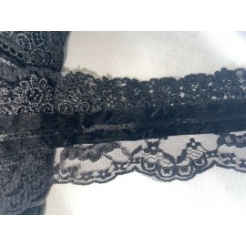 Unbranded 3 yards SOLID BLACK velvet poly satin ribbon layered sewing trim 3.5" wide