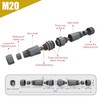 AOHUA M20 Waterproof Connector IP68 Outdoor Electrical Plug Wire to