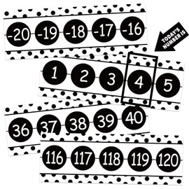 Number Line for Classroom Wall (-20 to +120) Black and White Polka Dot Number line Bulletin Board for Students Math Learning Bulletin Border Decor Numbers Boarder Strips for Home School