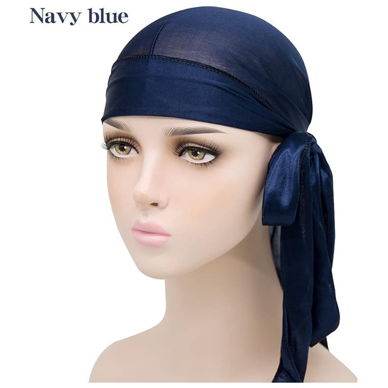 Smooth Silk Durag for Men Women Waves Long Double Wide