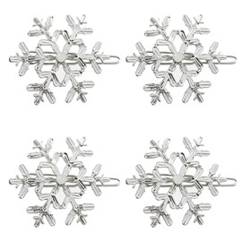 MFUOE 4Pieces Snowflake Hair Clips Silver Snow Bobby Pins Alloy Shiny Christmas Wedding Hairpin Hair Accessories for Xmas Women Girls