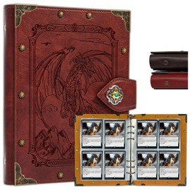 DDFE DUROTAN Trading Card Binder Fit 240 Cards Card Binder 4-Pocket Trading Card Holder Binder for Most Standard Size Game Cards TCG Game,Sports Trading Cards Collector Album, 4-FlyingDragon-Red