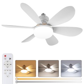 40W Ventilador de Techo con Luz | E26/E27 Ventiladores de Techo Pequeño con Luces | 20.5in Ventilador de Techo de Montaje Empotrado con Luce y Mando a Distancia | 3 Colores Regulables y 3 Velocidades