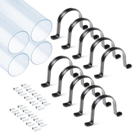 POWERTEC Clear PVC Pipe 4" x 36" Long, 4PK Plastic Tubing and 10PK Pipe Straps w/Anchors & Screws Compatible w/Dust Collection Fittings - Hose for Woodworking Tools (70470)