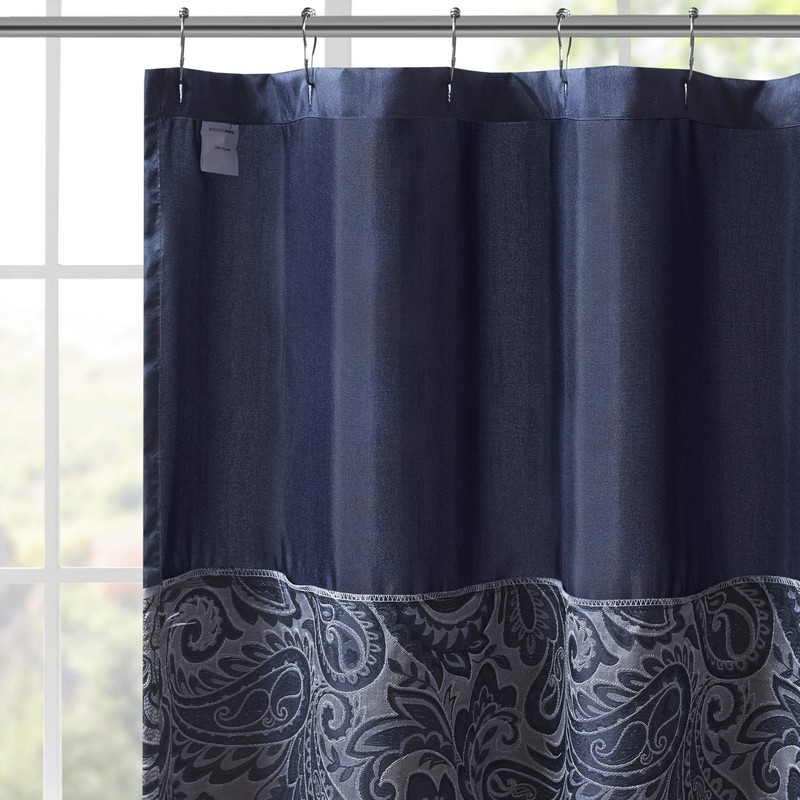 Madison Park Aubrey Shower Curtain Paisley Jacquard Pieced Microfiber Faux
